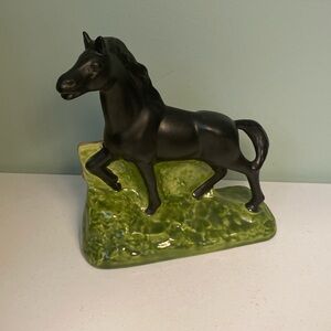 Vintage Ceramic Black Horse Figurine